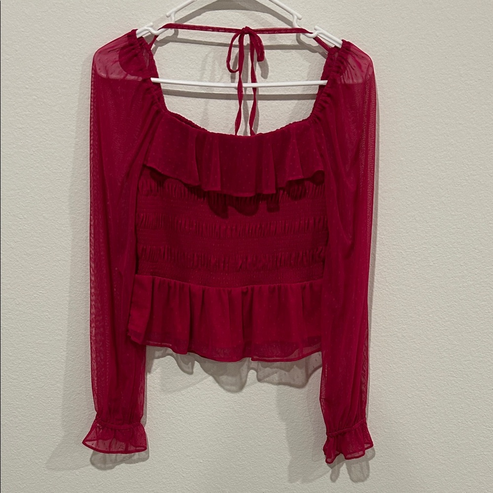 Lauren Conrad Elegant Magenta Ruffle Blouse